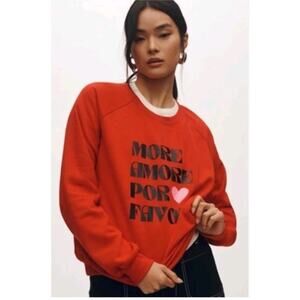 Anthropologie Maeve X Daniela Berkout More Amore Graphic Sweatshirt Sz SMALL NEW